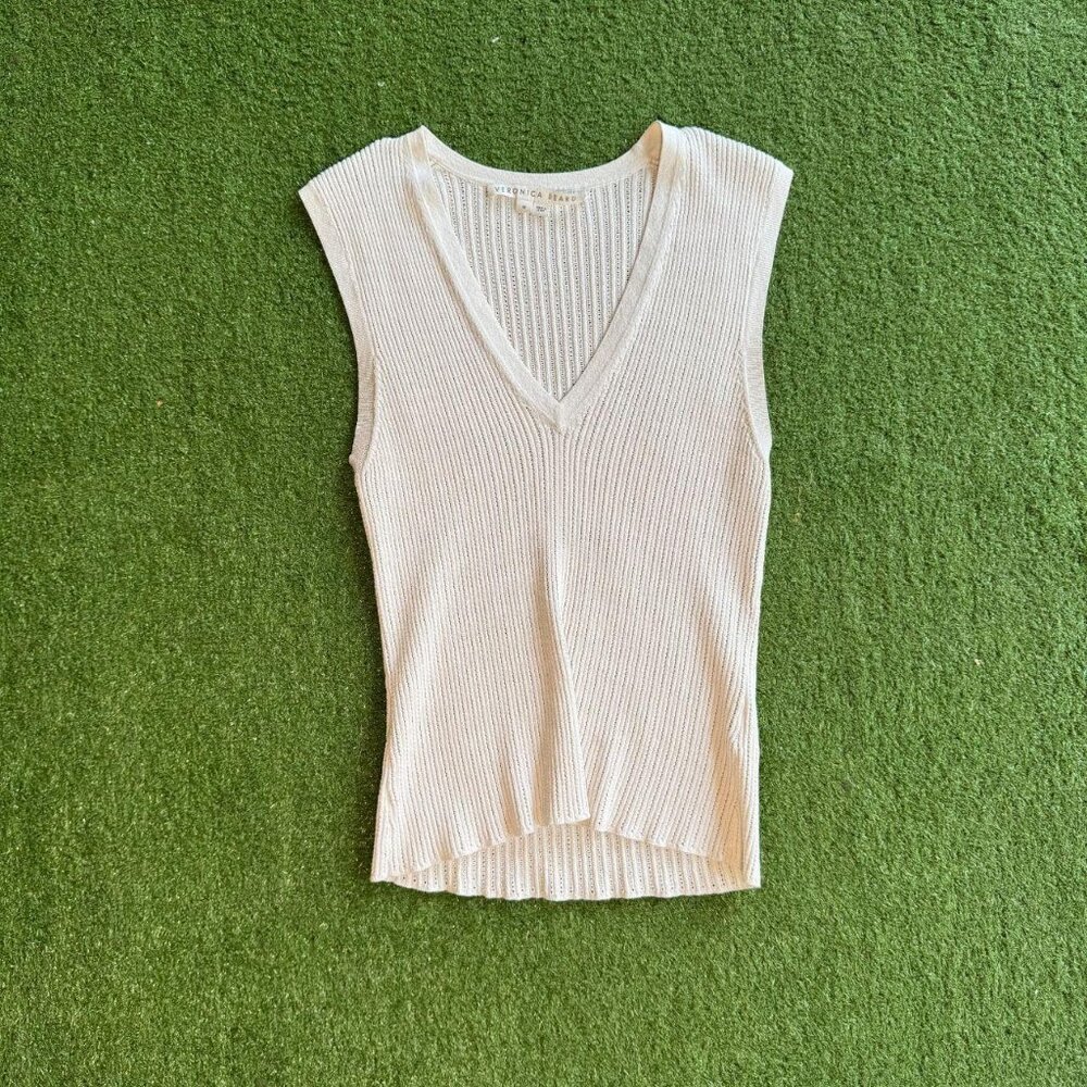 Veronica Beard Ribbed Knit Sleeveless Top